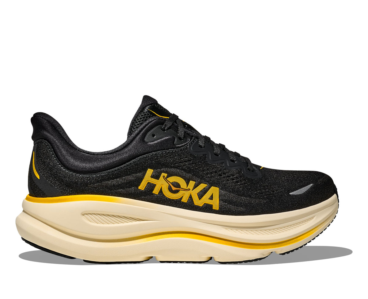 HOKA Bondi 9 (Men's) - Carbon Black / Yellow Gold - view 1