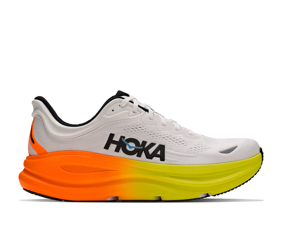 HOKA Bondi 9 (Men's) - White / Neon Tangerine - view 1