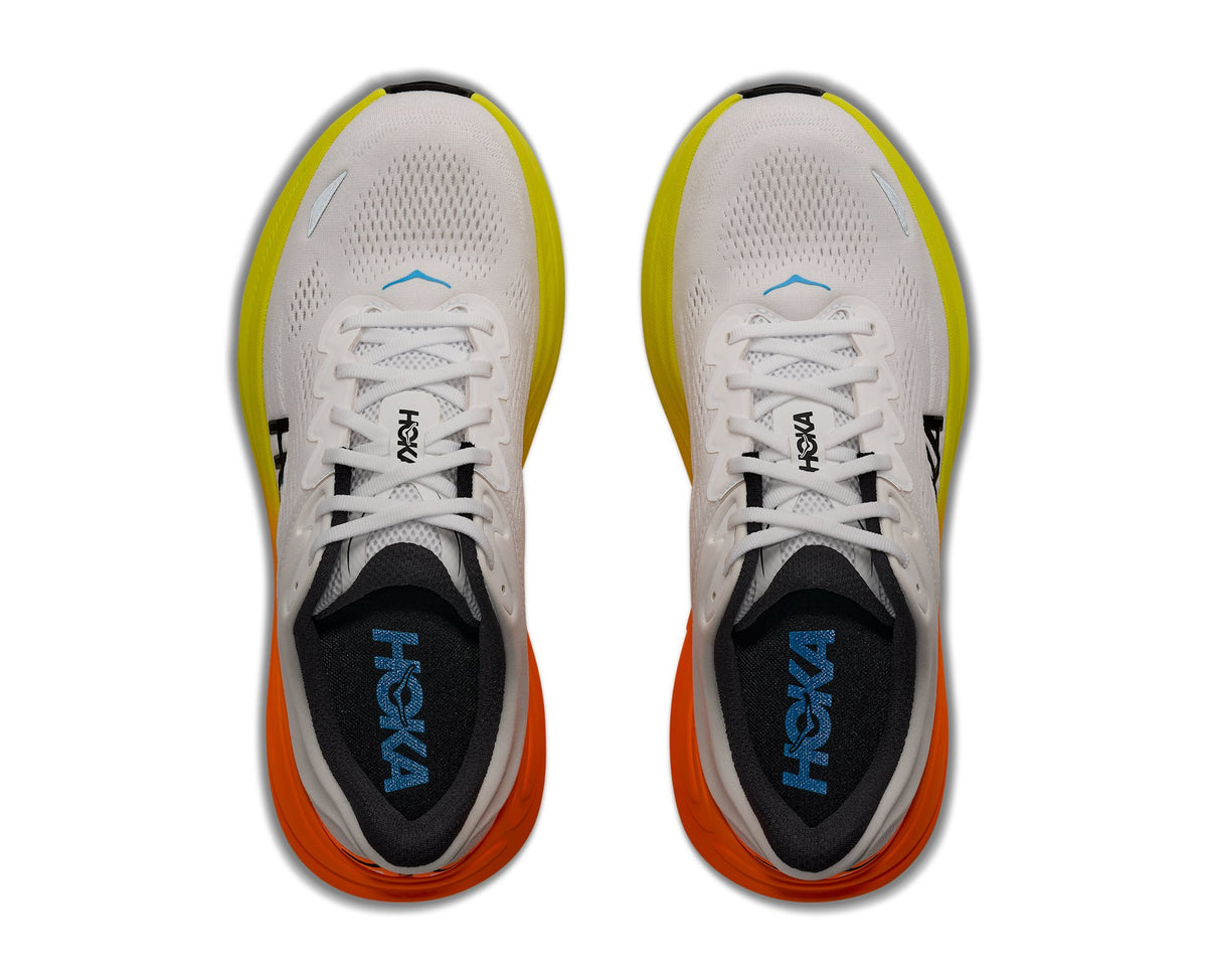 HOKA Bondi 9 (Men's) - White / Neon Tangerine - view 2