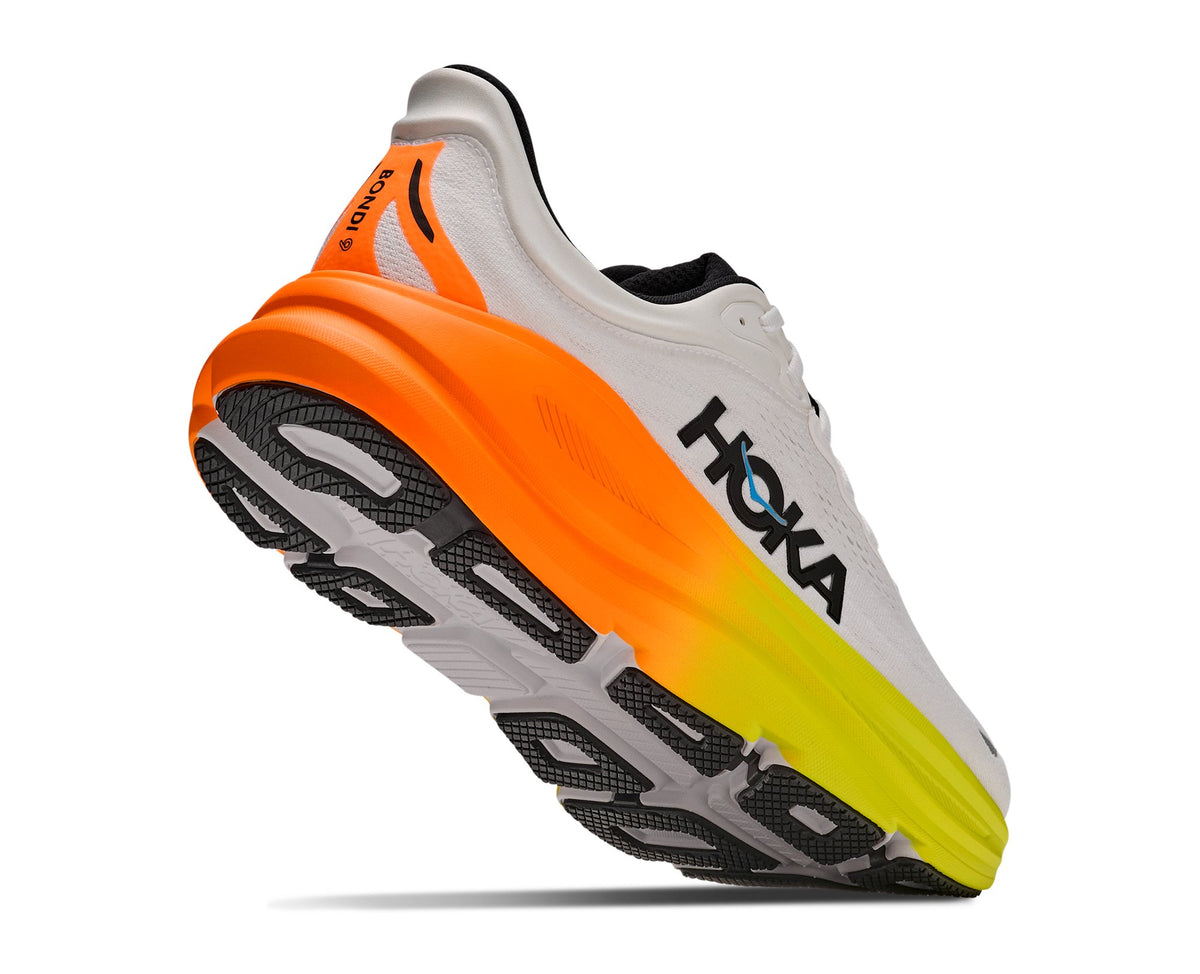 HOKA Bondi 9 (Men's) - White / Neon Tangerine - view 4