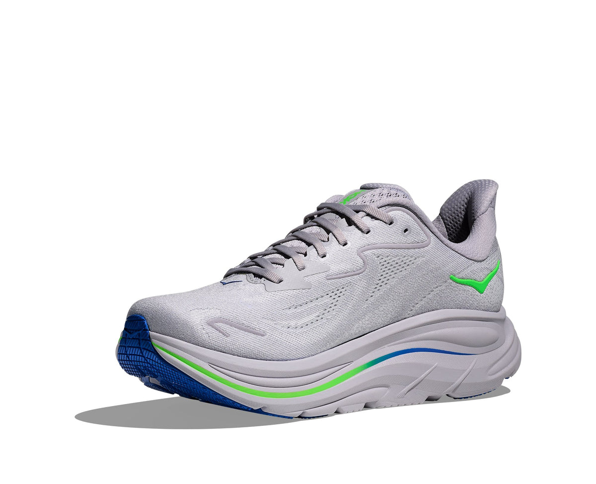 HOKA Clifton 10 (Men's) - Ash Grey / Neon Green - view 3