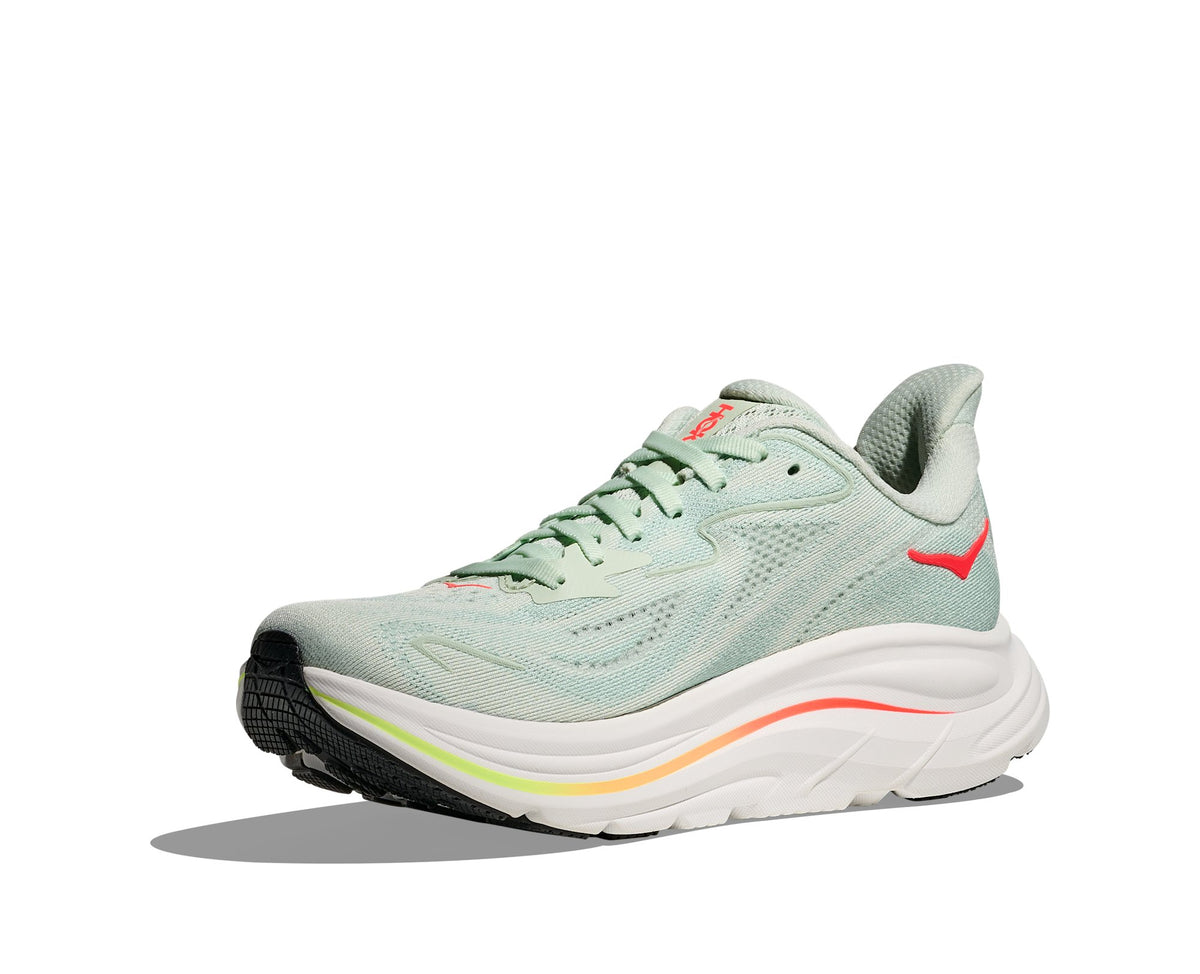 HOKA Clifton 10 (Women's) - Sea Glass / Neon Flame - view 3